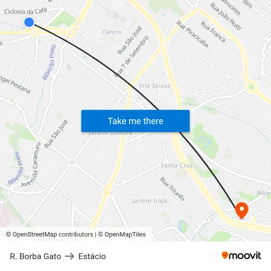 R. Borba Gato to Estácio map