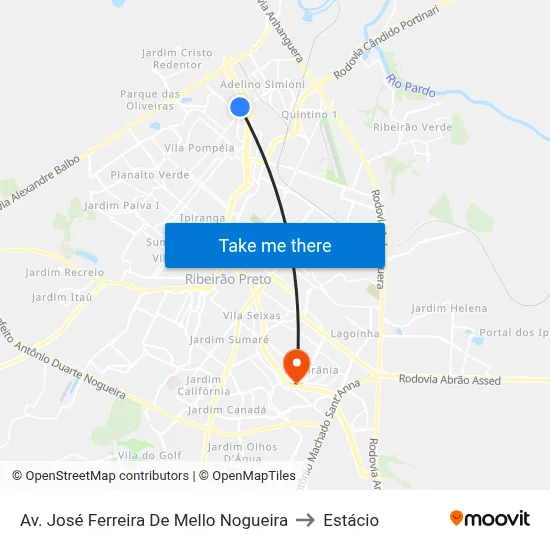 Av. José Ferreira De Mello Nogueira to Estácio map