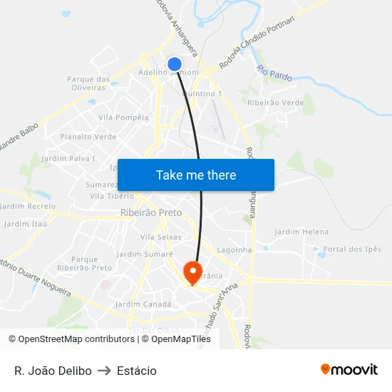 R. João Delibo to Estácio map