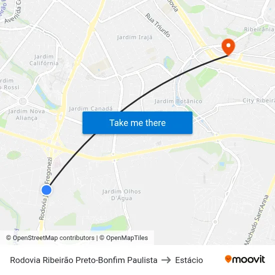 Rodovia Ribeirão Preto-Bonfim Paulista to Estácio map