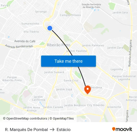 R. Marquês De Pombal to Estácio map