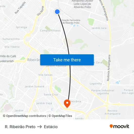 R. Ribeirão Preto to Estácio map