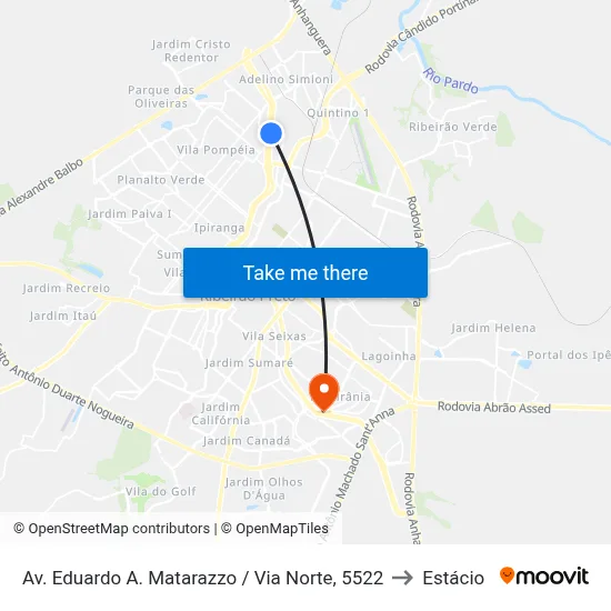 Av. Eduardo A. Matarazzo / Via Norte, 5522 to Estácio map