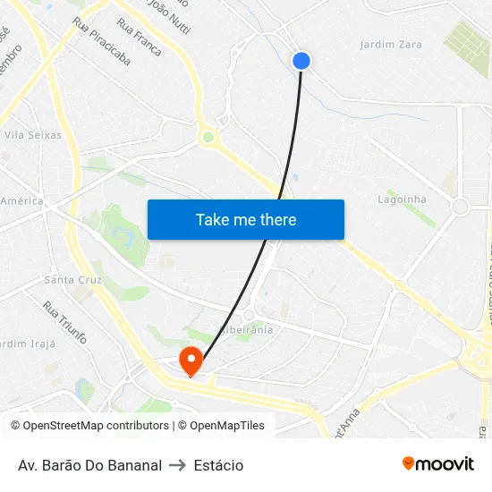 Av. Barão Do Bananal to Estácio map