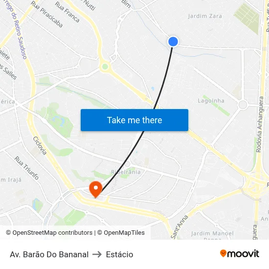 Av. Barão Do Bananal to Estácio map