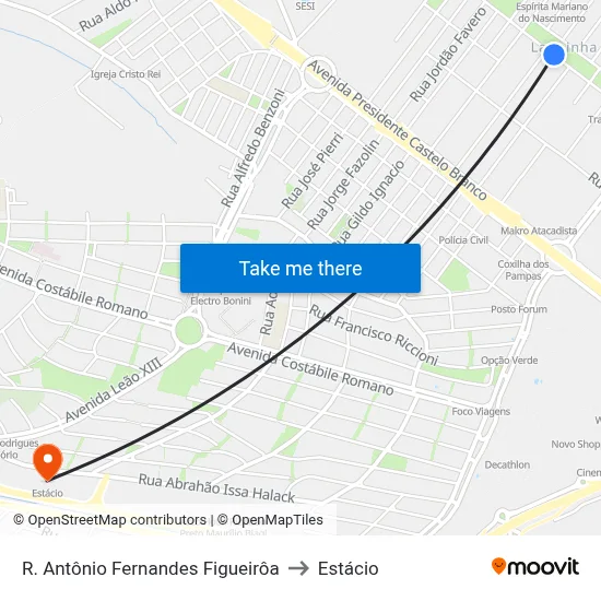 R. Antônio Fernandes Figueirôa to Estácio map