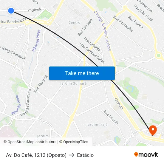 Av. Do Café, 1212 (Oposto) to Estácio map