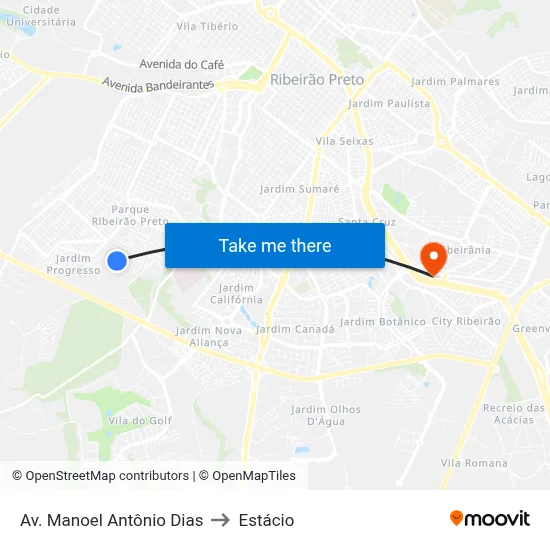 Av. Manoel Antônio Dias to Estácio map