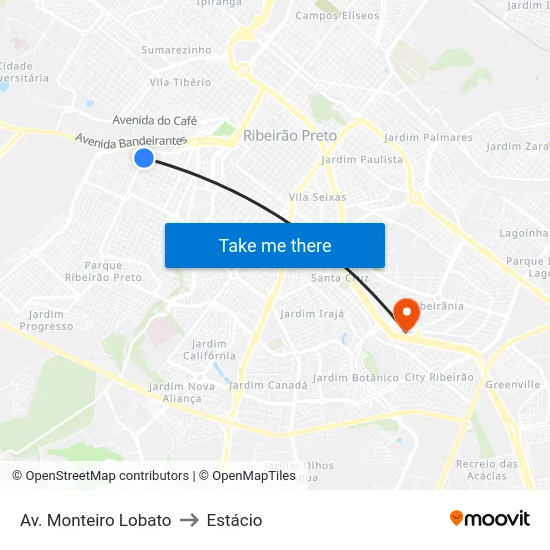Av. Monteiro Lobato to Estácio map