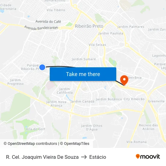 R. Cel. Joaquim Vieira De Souza to Estácio map