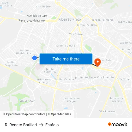 R. Renato Barillari to Estácio map