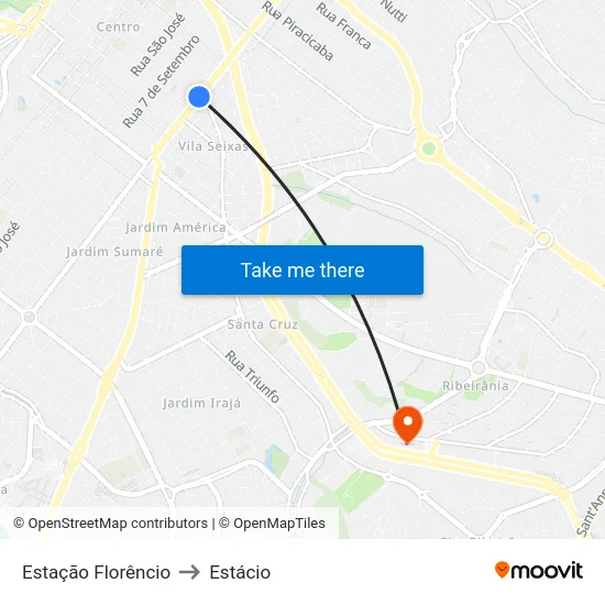 Estação Florêncio to Estácio map