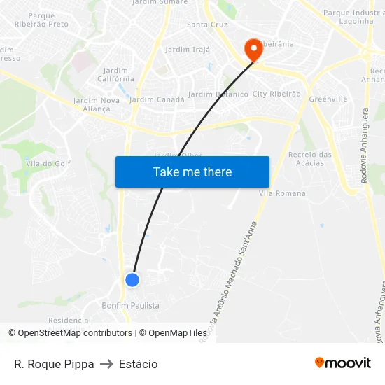 R. Roque Pippa to Estácio map