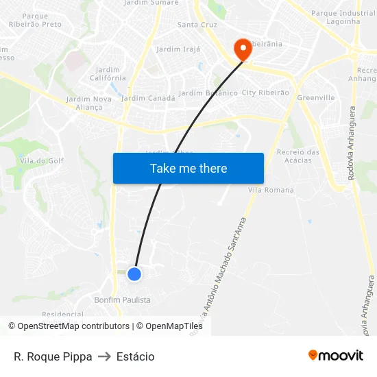 R. Roque Pippa to Estácio map