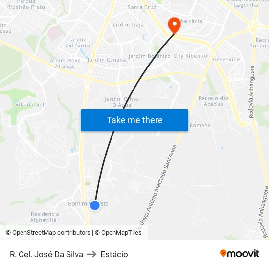 R. Cel. José Da Silva to Estácio map