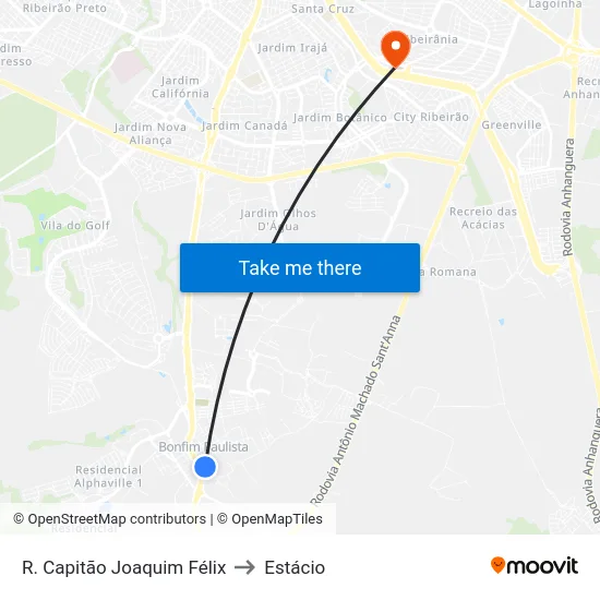 R. Capitão Joaquim Félix to Estácio map
