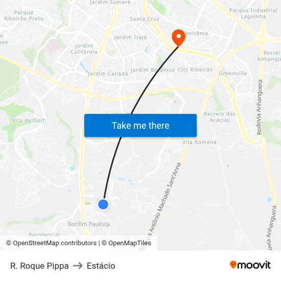 R. Roque Pippa to Estácio map