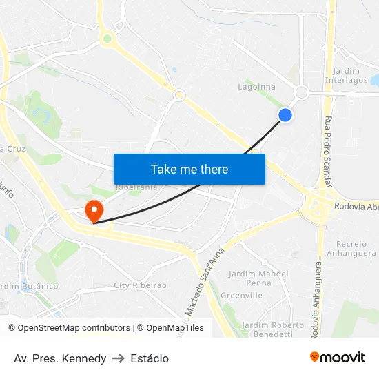 Av. Pres. Kennedy to Estácio map