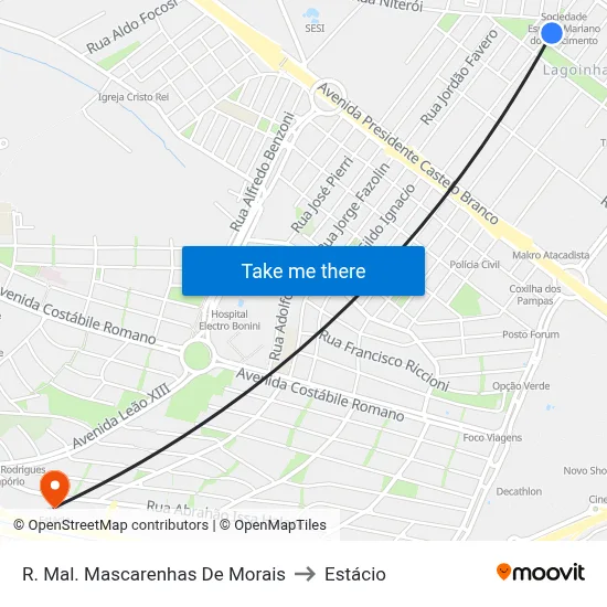 R. Mal. Mascarenhas De Morais to Estácio map