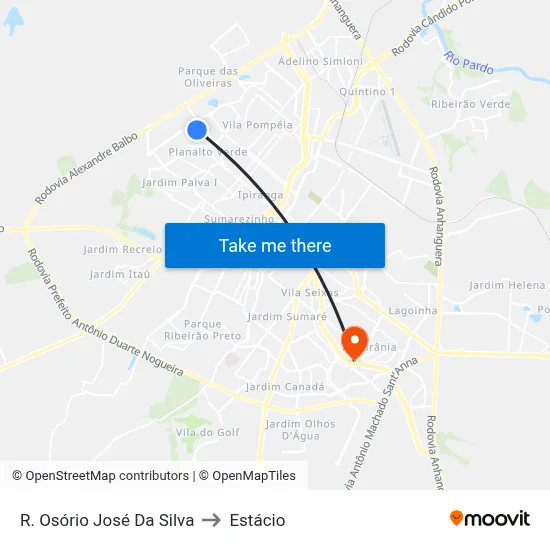 R. Osório José Da Silva to Estácio map