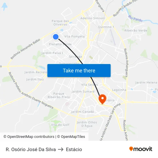 R. Osório José Da Silva to Estácio map