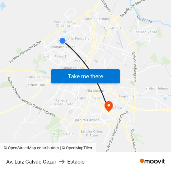 Av. Luiz Galvão Cézar to Estácio map