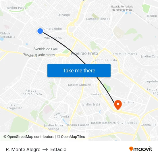 R. Monte Alegre to Estácio map