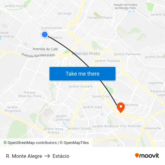 R. Monte Alegre to Estácio map