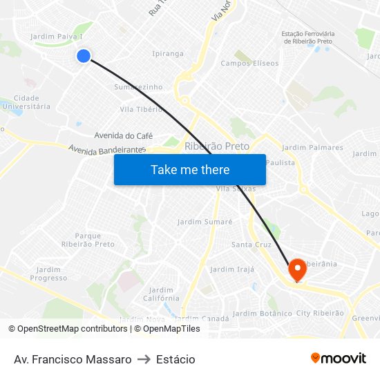 Av. Francisco Massaro to Estácio map
