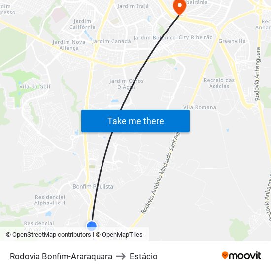 Rodovia Bonfim-Araraquara to Estácio map