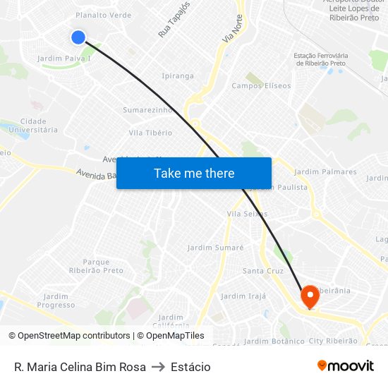 R. Maria Celina Bim Rosa to Estácio map