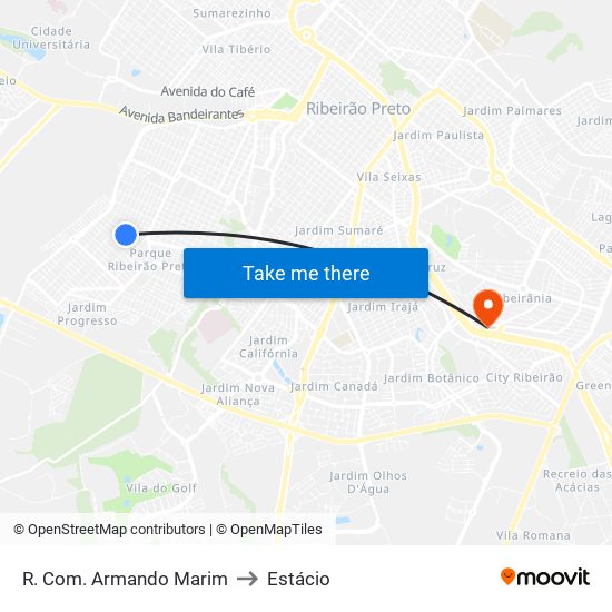 R. Com. Armando Marim to Estácio map