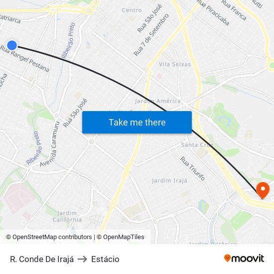 R. Conde De Irajá to Estácio map