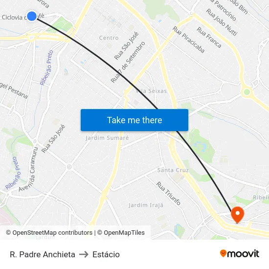 R. Padre Anchieta to Estácio map