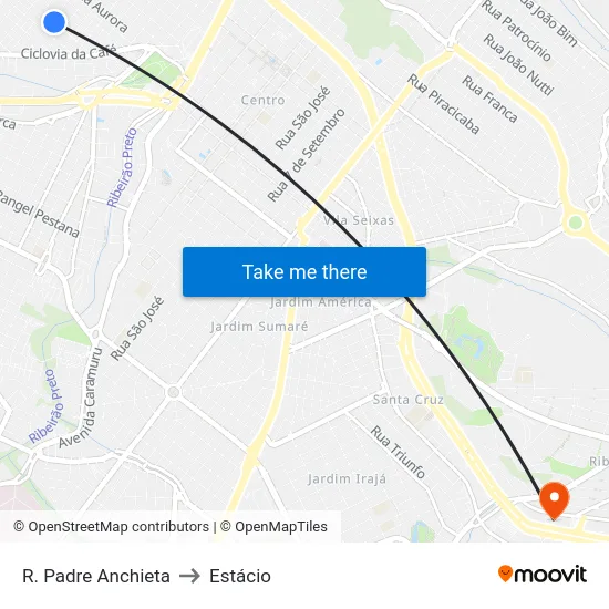 R. Padre Anchieta to Estácio map
