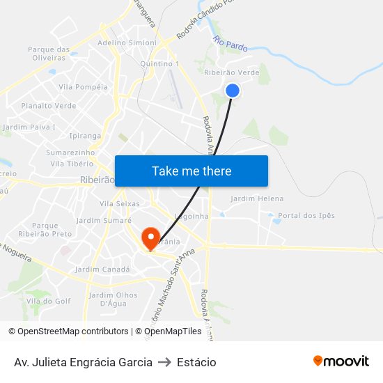 Av. Julieta Engrácia Garcia to Estácio map