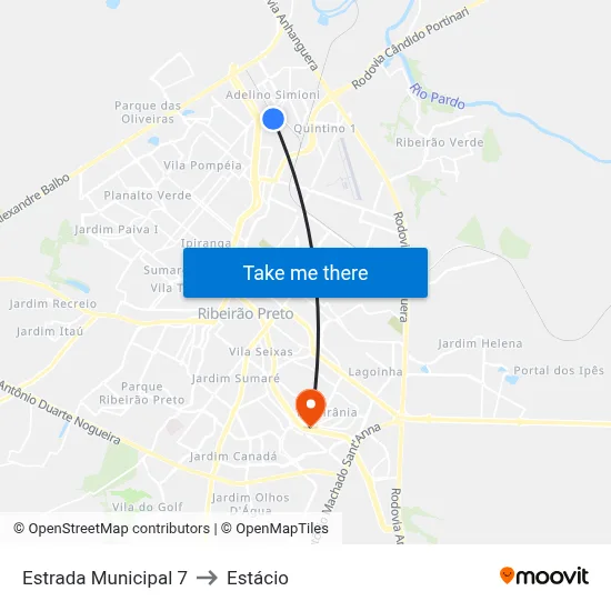 Estrada Municipal 7 to Estácio map