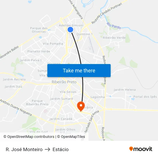 R. José Monteiro to Estácio map