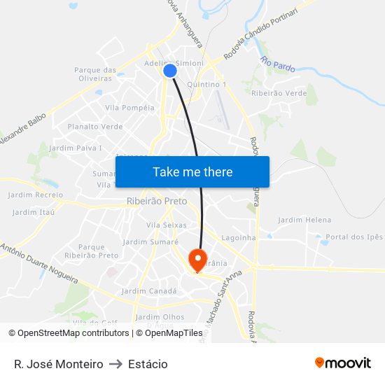 R. José Monteiro to Estácio map