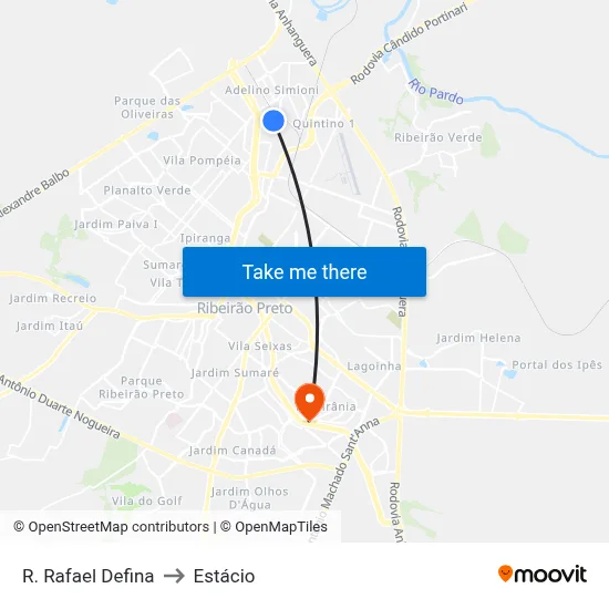 R. Rafael Defina to Estácio map