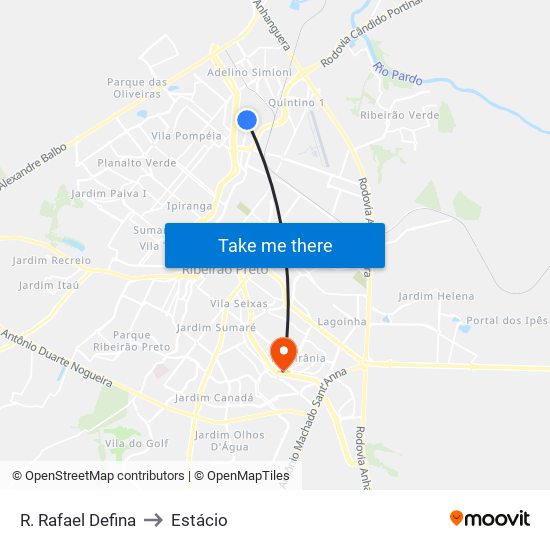R. Rafael Defina to Estácio map