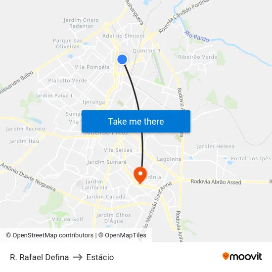 R. Rafael Defina to Estácio map