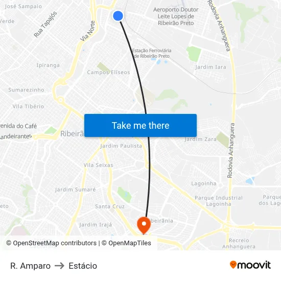 R. Amparo to Estácio map