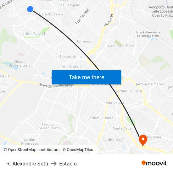 R. Alexandre Setti to Estácio map