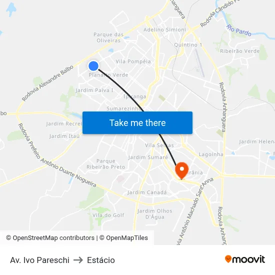 Av. Ivo Pareschi to Estácio map