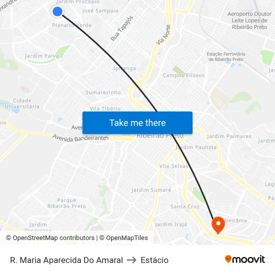 R. Maria Aparecida Do Amaral to Estácio map