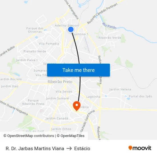 R. Dr. Jarbas Martins Viana to Estácio map