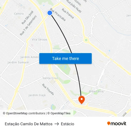 Estação Camilo De Mattos to Estácio map
