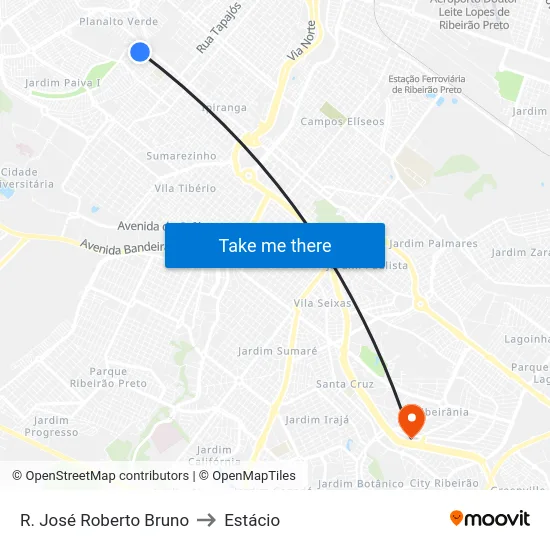 R. José Roberto Bruno to Estácio map