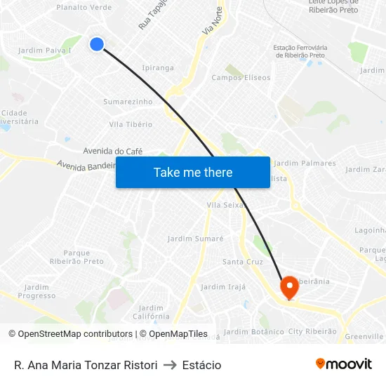 R. Ana Maria Tonzar Ristori to Estácio map